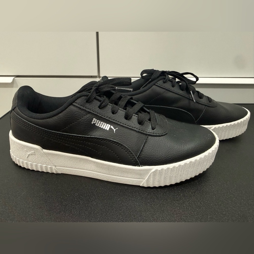 Puma Carina Black Leather Sneakers